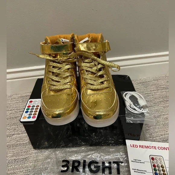 Bright LED Shoes Shoes Gold Led Light Up Sneakers Womens Size